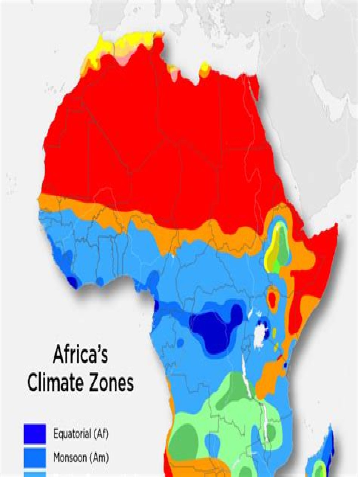 What are the 4 major climate zones of Africa