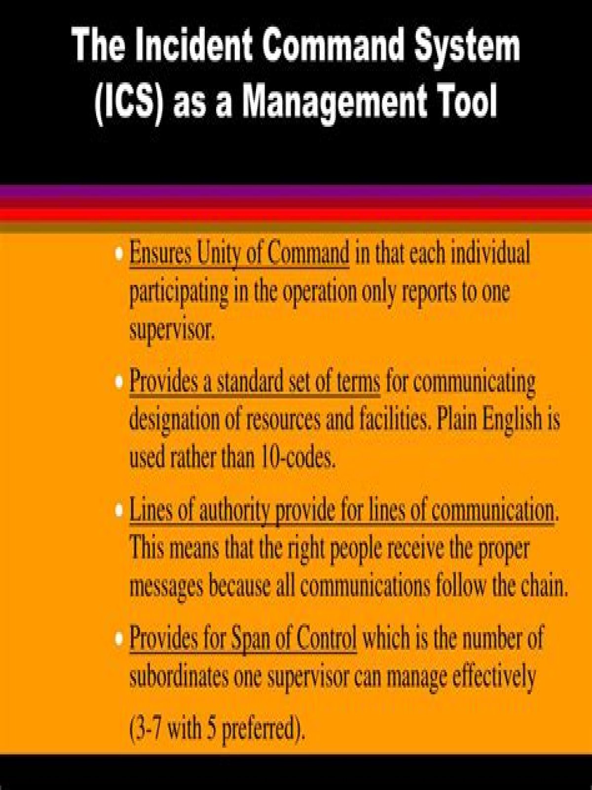 What does the unity of command mean in the ICS system