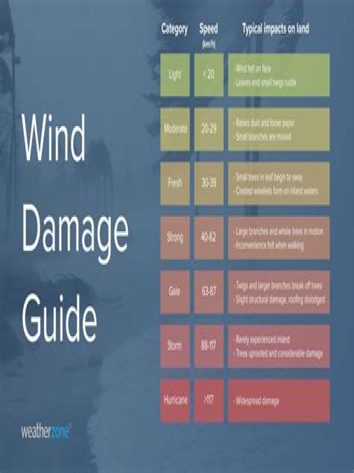 what is considered strong wind km/h