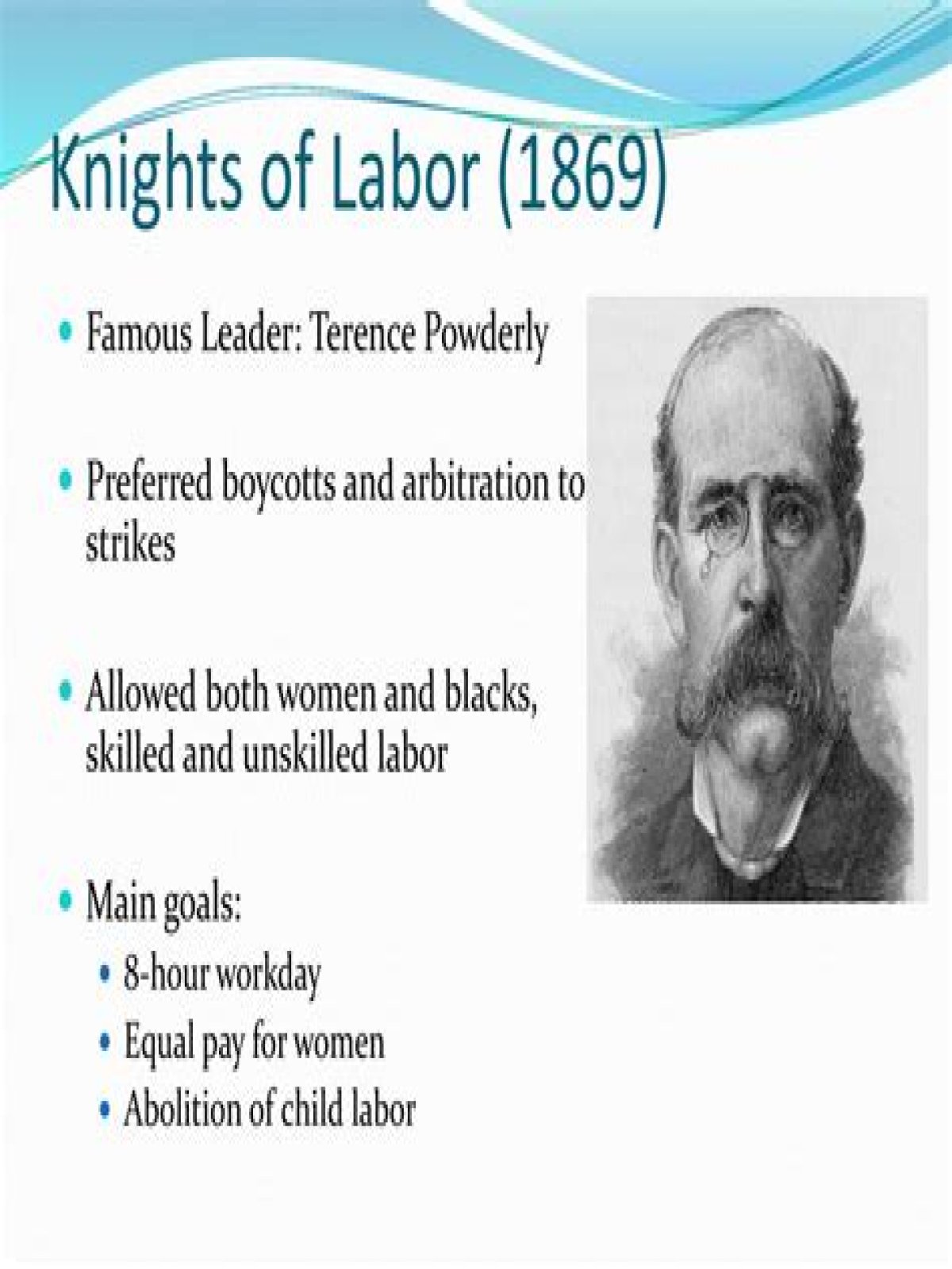 Who was the leader of the Knights of Labor